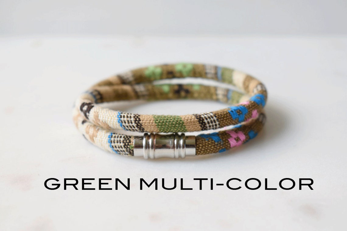 Ethnic Fabric Cord Wrap Bracelet Colorful Wrap Bracelet Etsy