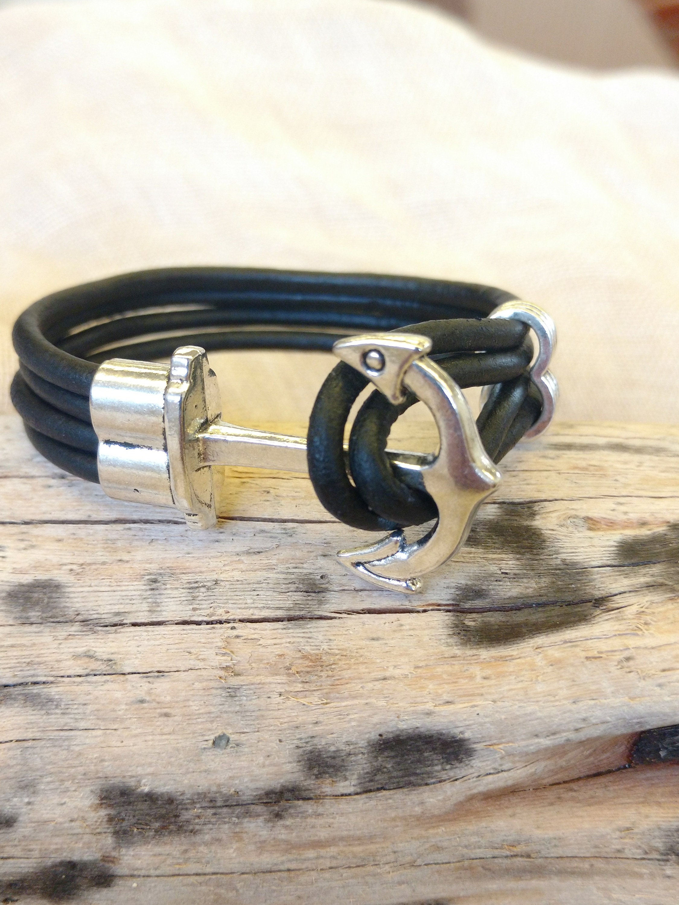 Anchor Bracelet, Leather Anchor Bracelet, Bracelet with Anchor ...