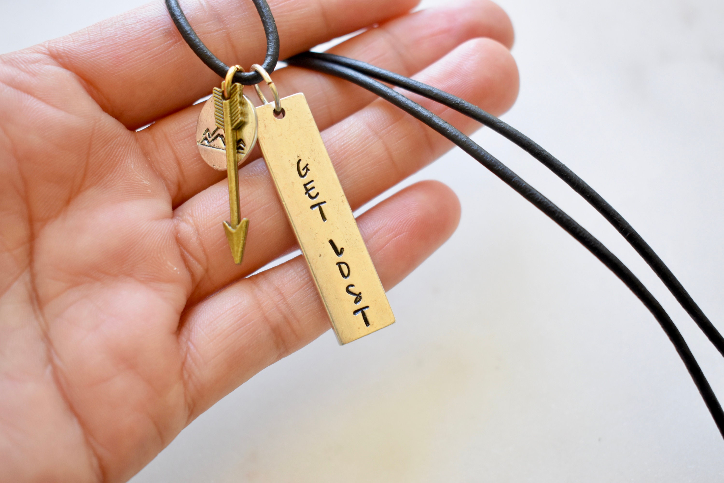 Get Lost Necklace Mountain Necklace Personalize Necklace Etsy