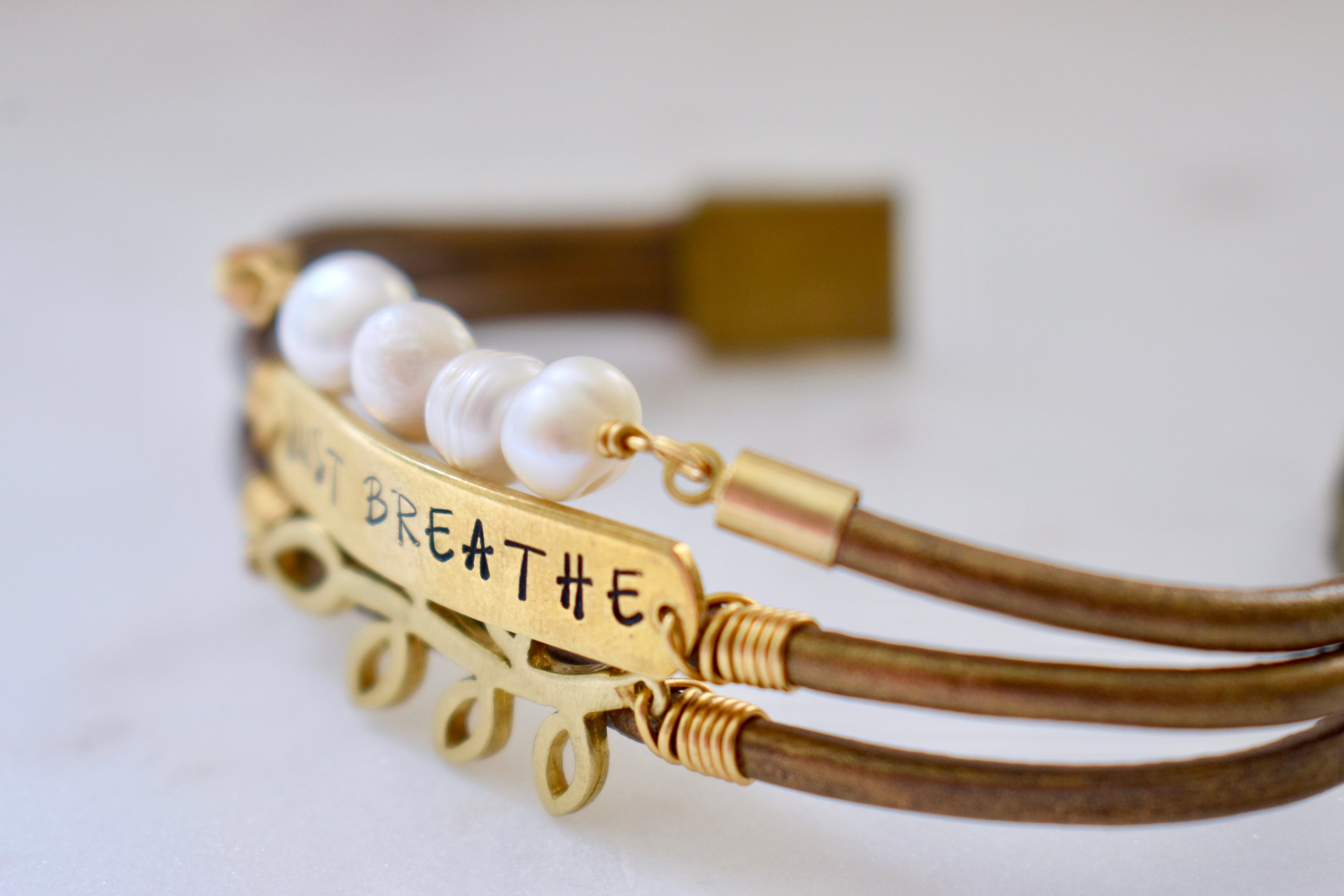 Just Breathe Bracelet, Just Breathe, Leather Bracelet for Her ...