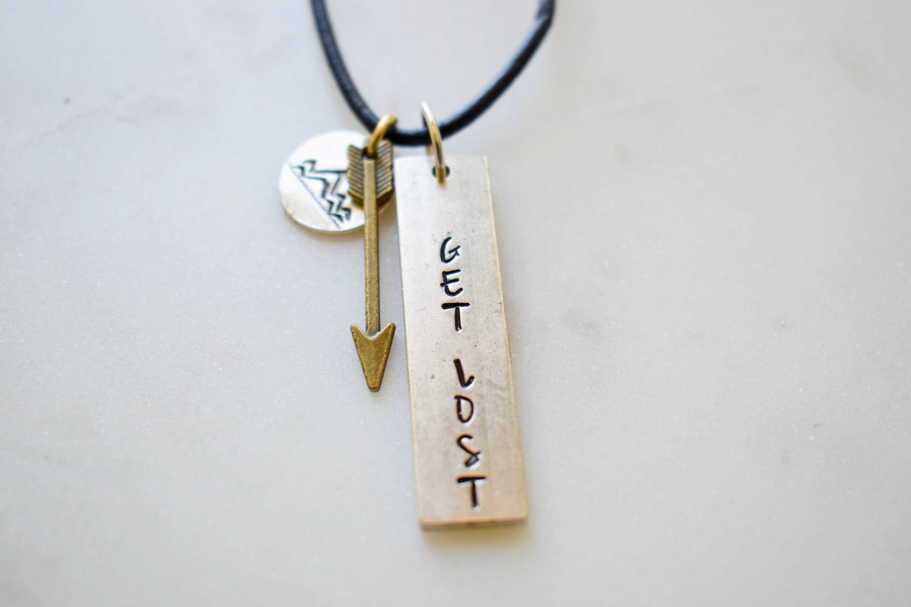 Get Lost Necklace Mountain Necklace Personalize Necklace Etsy