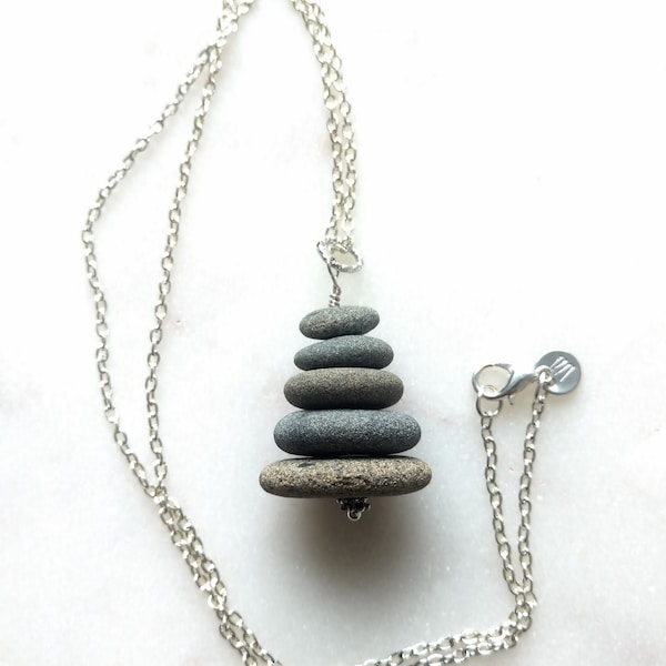 Rock Stack Necklace, Cairn Necklace, Stacked Rock Necklace, Beach Stone Necklace, Pebble Necklace, Beach Necklace, Rock Necklace