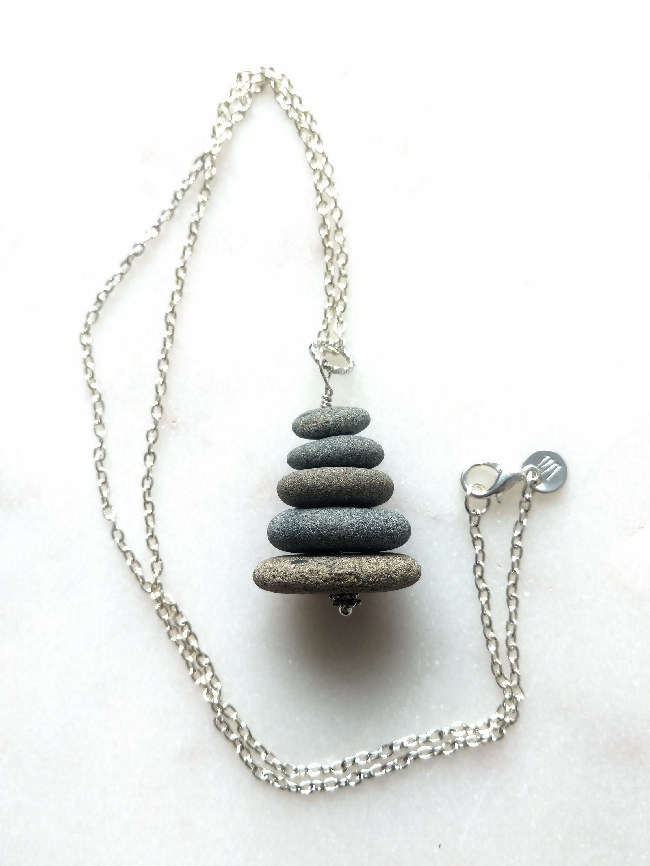 Coastal Stone Chain Link Pendant Necklace