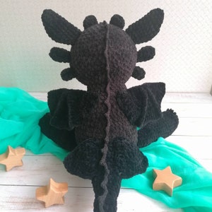 Crochet black dragon pattern / Night dragon amigurumi tutorial / big plush toy black fury pdf image 6