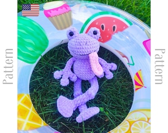 Crochet frog pattern, amigurumi plush frog tutorial in English, summer toy