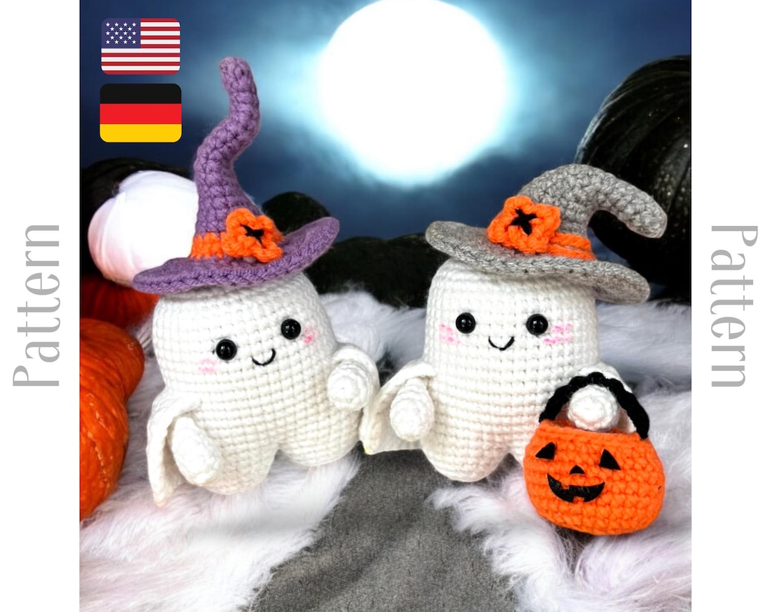 Crochet Ghost Pattern, Halloween Amigurumi, Cute Small Toy, Halloween