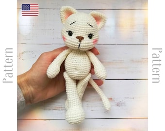 Virkat kattmönster / amigurumi docka djurplyschleksak PDF