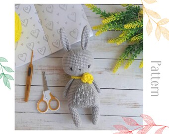 Amigurumi bunny pattern, crochet animal, bunny easy pattern pdf, Easter bunny