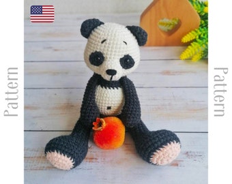 Crochet panda bear pattern amigurumi toy PDF