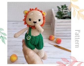 Patron de lion au crochet, tuto jouet amigurumi en anglais