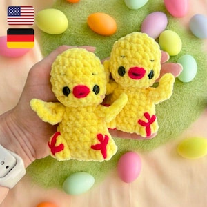 Chicken crochet pattern in English, amigurumi plush toy PDF, Easter gift for kids, toy for keychain