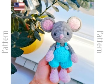 Crochet mouse pattern, amigurumi plush toy PDF