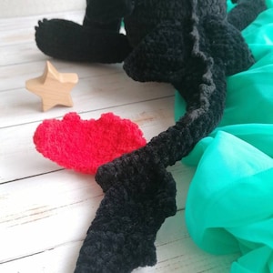 Crochet black dragon pattern / Night dragon amigurumi tutorial / big plush toy black fury pdf image 5