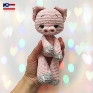 Crochet pig pattern, cute amigurumi toy PDF