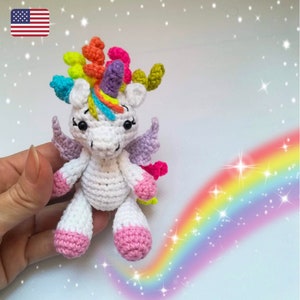 Crochet unicorn pattern, small amigurumi, mini toy pdf