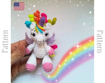 Crochet unicorn pattern, small amigurumi, mini toy pdf