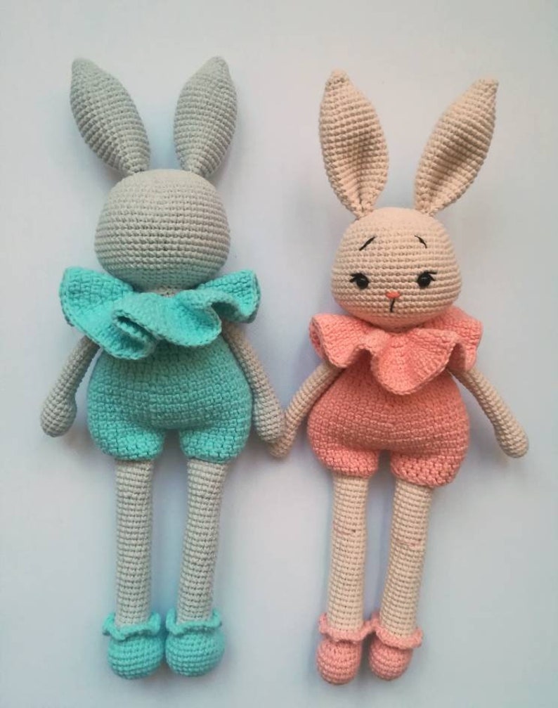 Crochet bunny pattern, amigurumi toy doll PDF, gift for girl, Easter bunny, English / Spanish / German image 7