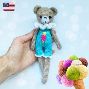 Crochet teddy bear pattern PDF, bear doll, amigurumi toy for baby