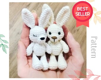 Amigurumi bunny pattern, crochet small animal, mini rabbit easy crochet pattern pdf in English, Easter bunny