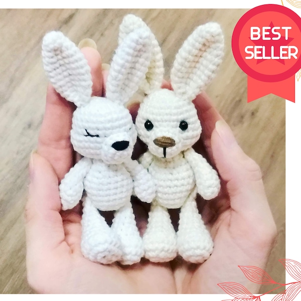 Amigurumi bunny pattern, crochet small animal, mini rabbit easy crochet pattern pdf in English, Easter bunny