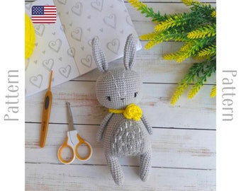 Amigurumi bunny pattern, crochet animal, bunny easy pattern pdf, Easter bunny