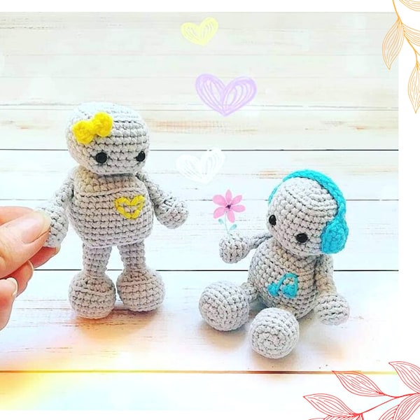 Crochet pattern amigurumi robot - Miniature amigurumi toy pattern pdf