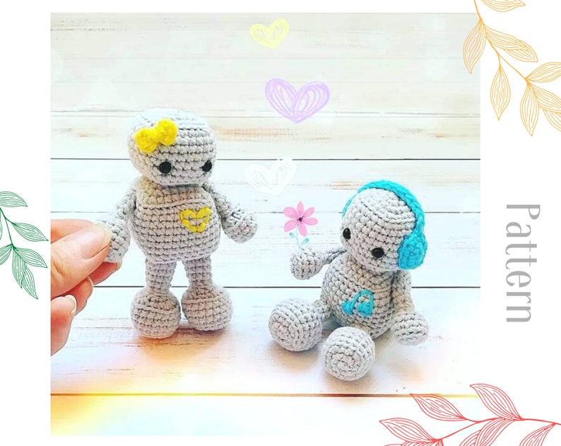 Crochet pattern amigurumi robot Miniature amigurumi toy pattern pdf image 1