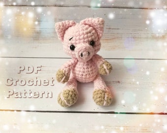 Small crochet pig pattern PDF amigurumi toy