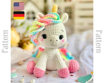 Patrón de amigurumi de unicornio: tutorial en PDF (en inglés y alemán)