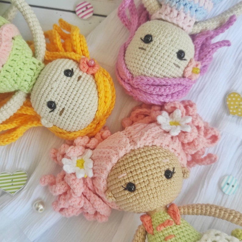 Crochet doll pattern, amigurumi doll in dress tutorial, gift for girl image 6