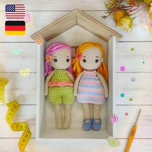Crochet doll pattern, amigurumi toy tutorial in English, gift for girl