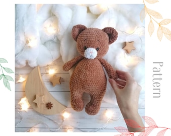 Crochet bear pattern / big plush toy amigurumi pdf tutorial /  best gift for baby and children