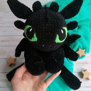 Crochet black dragon pattern / Night dragon amigurumi tutorial / big plush toy black fury pdf image 3