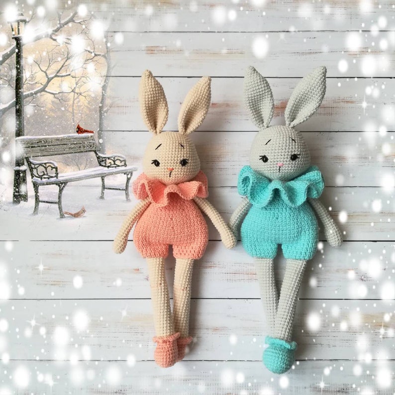 Crochet bunny pattern, amigurumi toy doll PDF, gift for girl, Easter bunny, English / Spanish / German image 8
