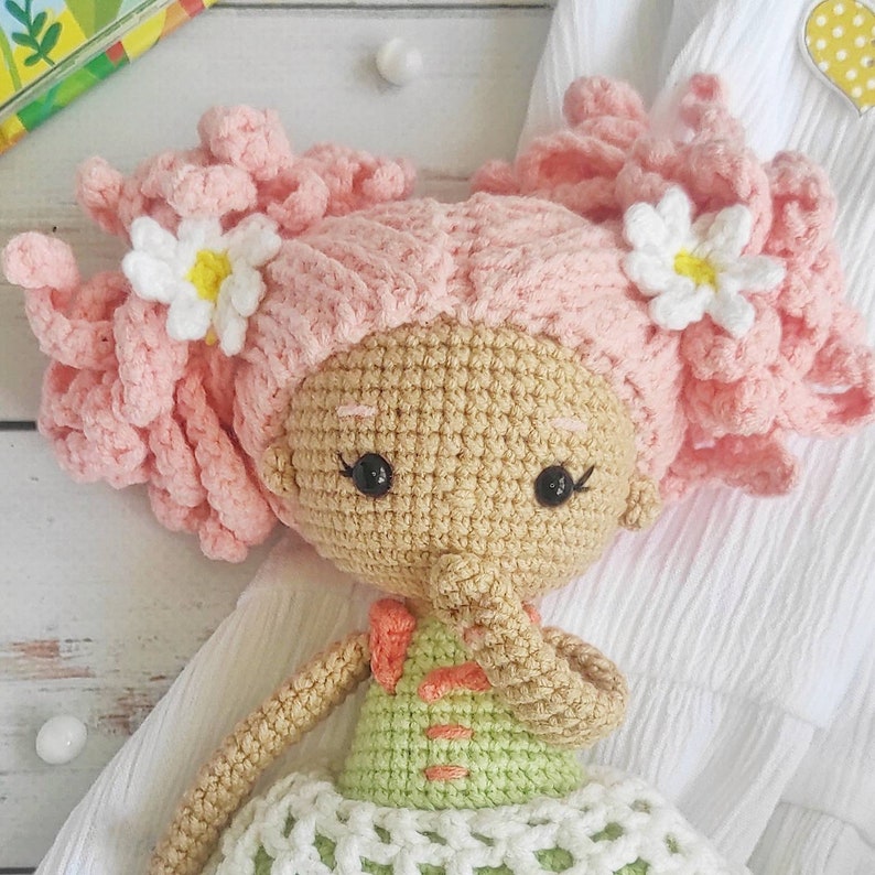 Crochet doll pattern, amigurumi doll in dress tutorial, gift for girl image 4