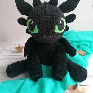 Crochet black dragon pattern / Night dragon amigurumi tutorial / big plush toy black fury pdf image 4