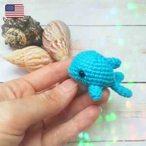 Crochet whale pattern, mini amigurumi design, tiny dolphin, small sea toy PDF, miniature