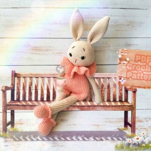 Crochet bunny pattern, amigurumi toy doll PDF, gift for girl, Easter bunny, English / Spanish / German image 2