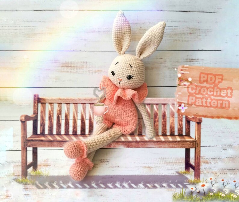 Crochet bunny pattern, amigurumi toy doll PDF, gift for girl, Easter bunny, English / Spanish / German image 2