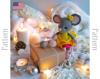 Crochet mouse pattern / Amigurumi plush toy PDF / Mouse girl / Mouse in dress
