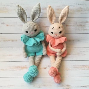 Crochet bunny pattern, amigurumi toy doll PDF, gift for girl, Easter bunny, English / Spanish / German image 6