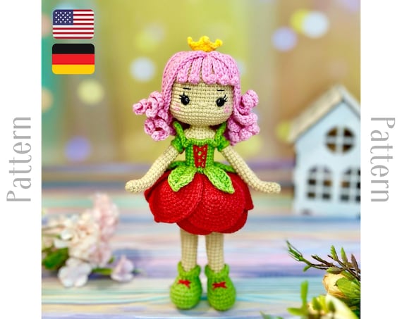 Crochet Doll Pattern, Flower Girl Amigurumi, Rose Doll Tutorial in English  and German, Diy Gift for Girl - Etsy