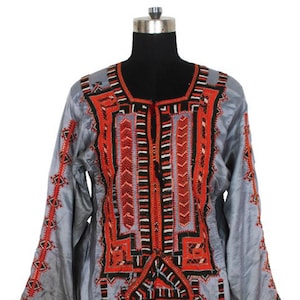 BDR045 Vintage Afghan Dress Embellishment, Antique Kuchi Dress, Tribal Embroidered Bib, Beadwork Dress