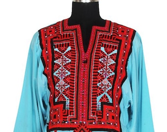 BDR079 Vintage 70s Afghan Dress, Embroidered, Patchwork Vintage Handmade Kuchi Dress Traditional Embroidery