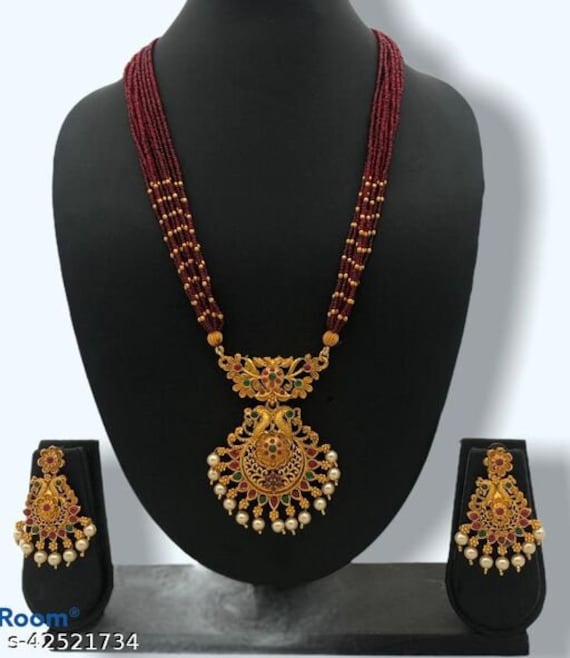 Indian Women Necklace Set / Mangle Sutra / Gold Plated - Etsy