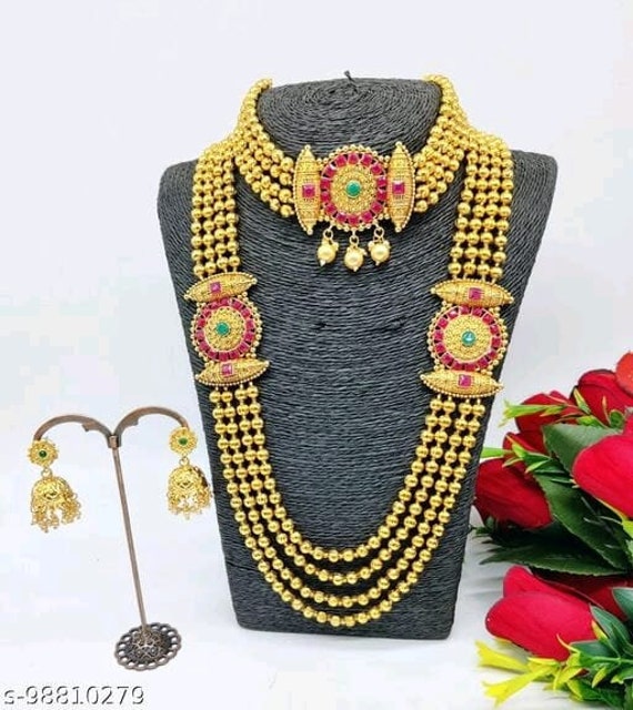 Beautiful South Indian Combo Necklace Set Women Jewellery Gold