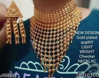 JewelmartShop Beautiful Bridal Kundan Necklace Set Indian Women Jewellery /Gold Plated Fashion Jewelry/Designer Pearl Necklace /Wedding Wear Jewelry Gift