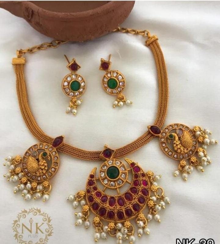 Beautiful South Indian Women Peacock Necklace Set / - Etsy