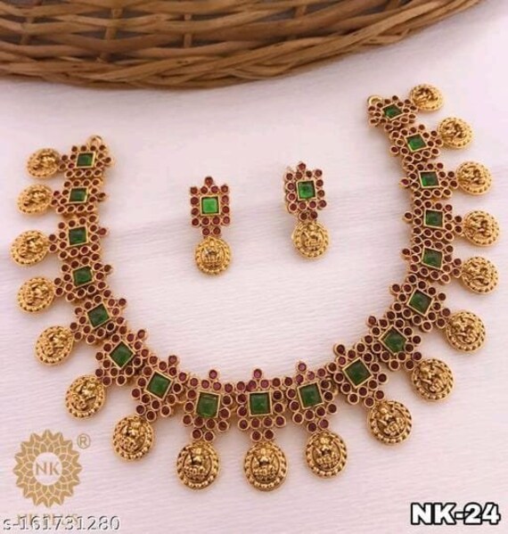 Beautiful Antique Necklace Set /indian Women Jewellery Gold