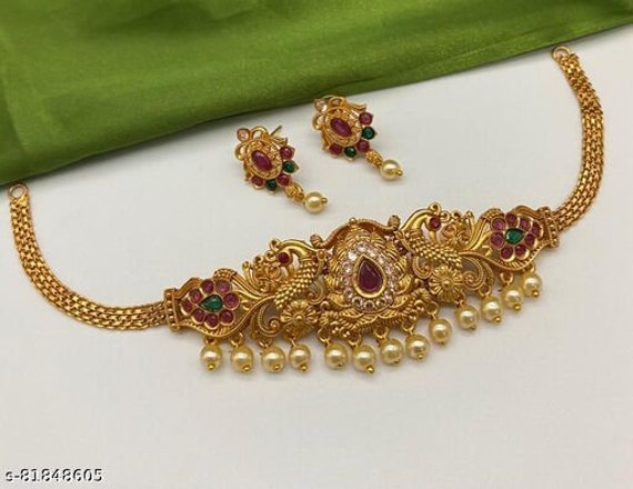 Indian Necklace Fashion Gold Plated Wedding Bridal Women Jewelry